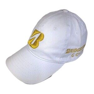 Bridgestone Embroidered Baseball Hat Gold/White B330 Unisex Adjustable Golf Cap